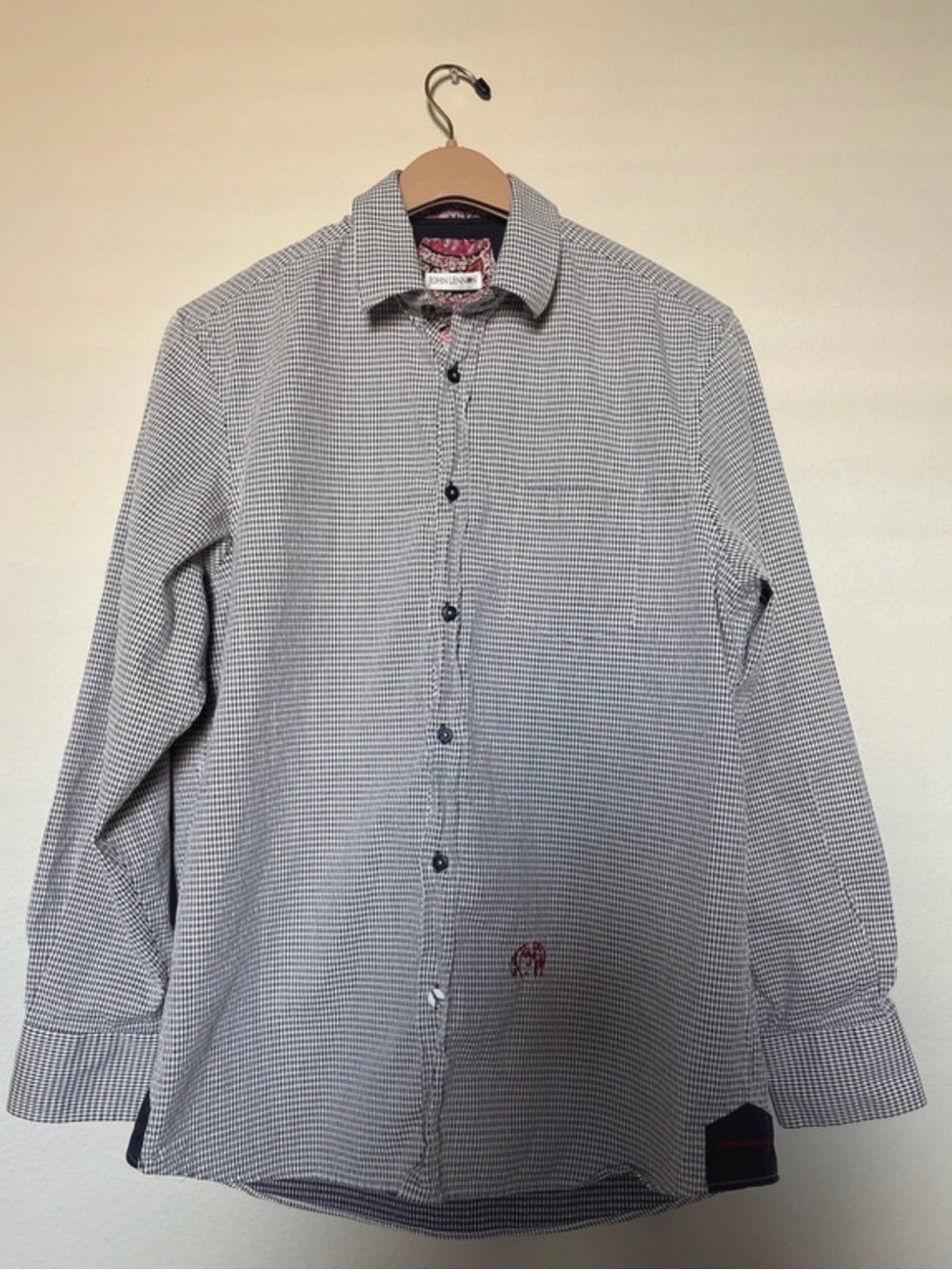 John Lennon Men's Grey Check Long-Sleeve